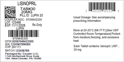 Label (68180 981 03 Lisinopril 20mg 67046 423 30)